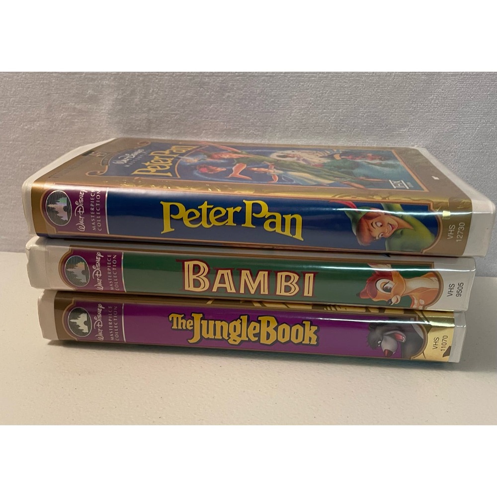Walt Disney Bambi Peter Pan & The Jungle‎ Book 3 VHS tapes MOVIES - Picture 3 of 3